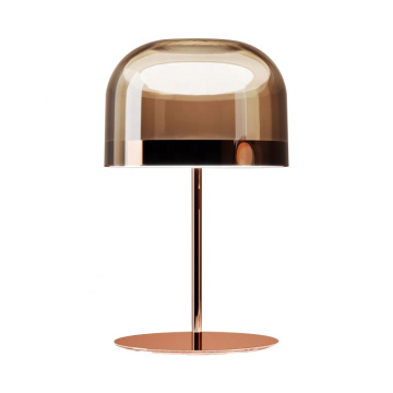 Lampe de table en verre or rose led de luxe moderne pour salon
